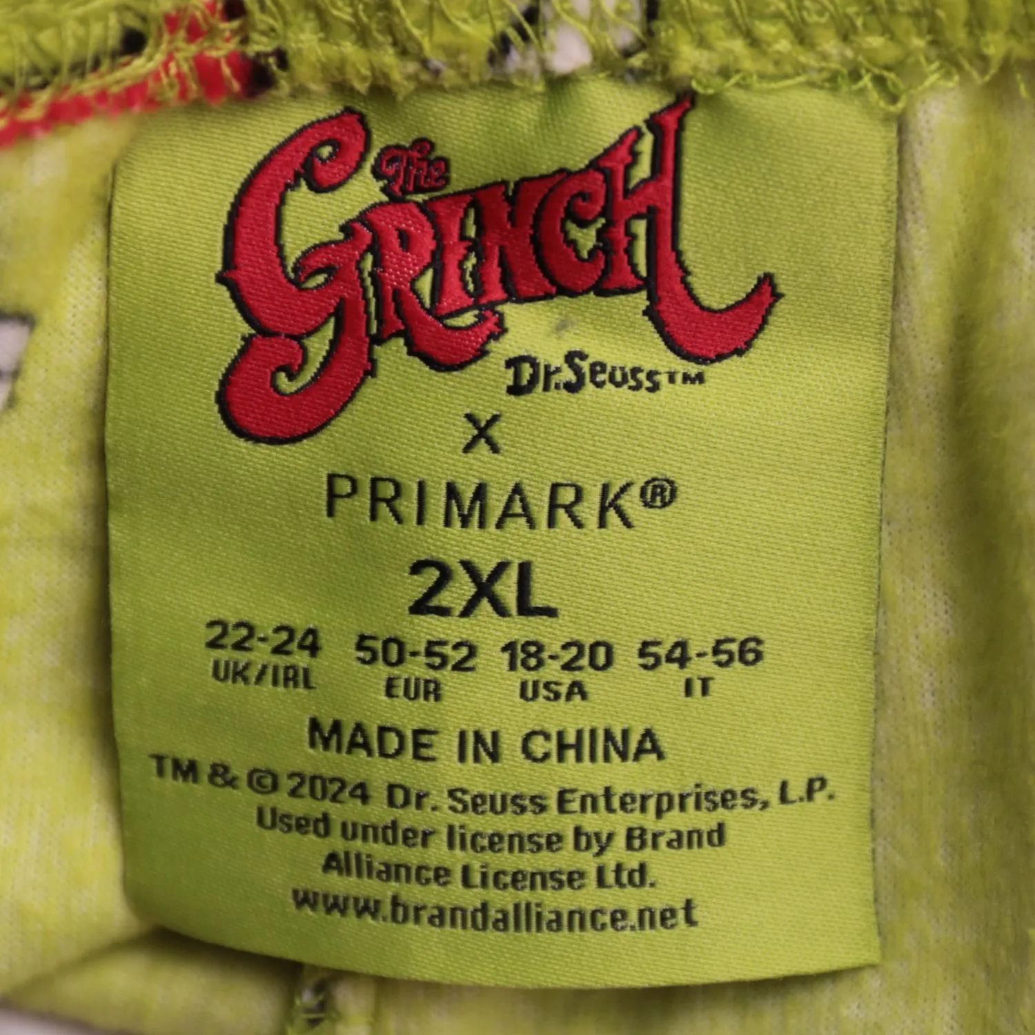 Зелёные брюки Primark с принтом The Grinch, размер 54 (XXL)